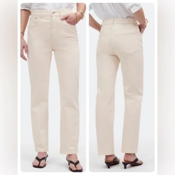 Madewell The 90s Straight High Rise Jeans Cream Size 29 - Picture 1 of 11